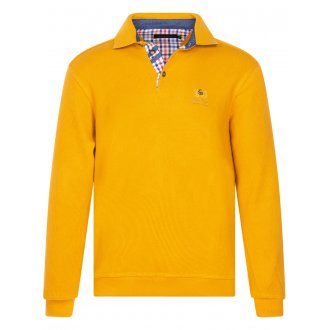 Pull col polo Ethnic Blue avec manches longues jaune