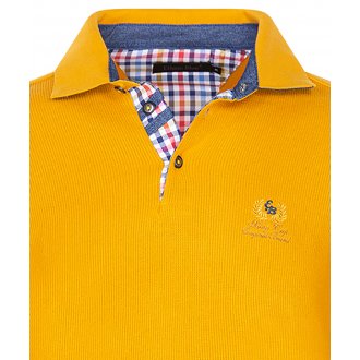 Pull col polo Ethnic Blue avec manches longues jaune