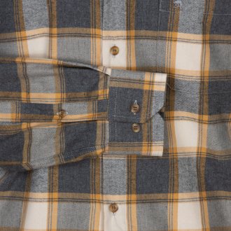 Chemise droite col américain Bande Originale en coton gris motif tartan