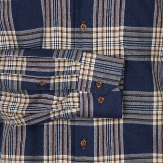 Chemise droite col américain Bande Originale en coton bleu à carreaux