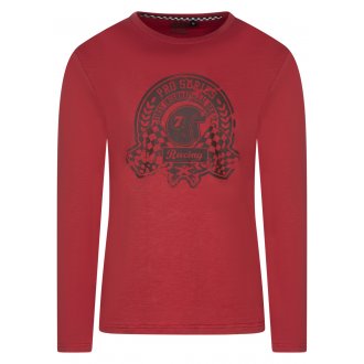 T-shirt avec manches longues et col rond Delahaye coton rouge