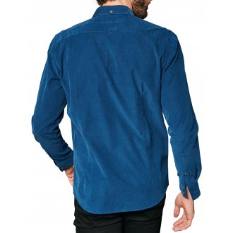 Chemise avec manches longues et col américain Delahaye coton bleue