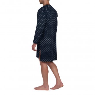 Chemise de nuit Mariner en coton avec manches longues et col tunisien bleu marine