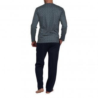 Pyjama long Mariner en coton biologique avec manches longues et col V gris anthracite