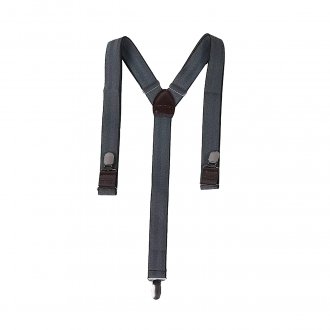 Bretelles anthracite unies avec embout en cuir avec logo embossé