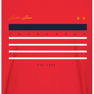 Tee-shirt à col rond et coupe droite Jack & Jones en coton rouge avec drapeau floqué à la poitrine