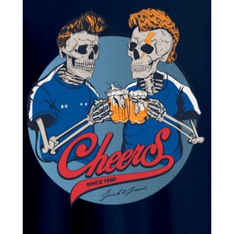 Tee-shirt à col rond et coupe droite Jack & Jones en coton bleu marine avec squelette floqué sur le thême du football