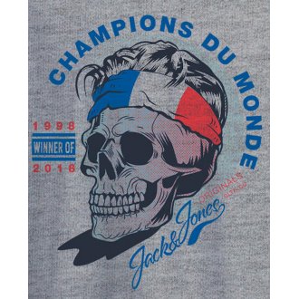 Tee-shirt à col rond et coupe droite Jack & Jones en coton gris avec squelette floqué sur le thême du football