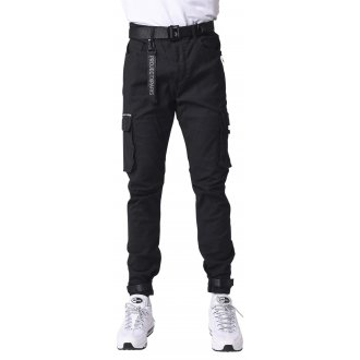 Pantalon cargo Project X en coton avec une coupe droite et une taille intermédiaire noir 
