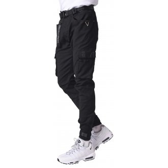 Pantalon cargo Project X en coton avec une coupe droite et une taille intermédiaire noir 