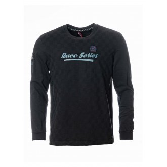 T-shirt Delahaye en coton noir à carreaux à manches longue