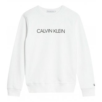 Sweat Junior Garçon avec manches longues et col rond Calvin Klein coton blanc