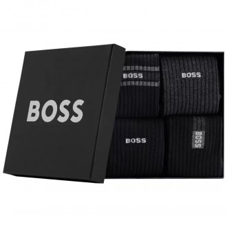 Coffret et de 4 paires de chaussettes Boss coton mélangé noires