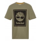 T-shirt col rond Timberland en coton biologique avec manches courtes kaki