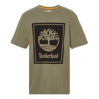 T-shirt col rond Timberland en coton biologique avec manches courtes kaki