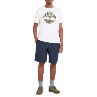 T-shirt col rond Timberland en coton biologique avec manches courtes blanc