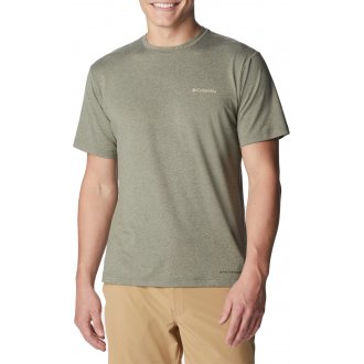 T-shirt col rond Columbia avec manches courtes kaki chiné