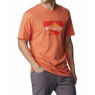 T-shirt avec manches courtes et col rond Columbia coton orange