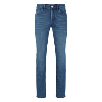 Jean 5 poches Tom Tailor en coton indigo, taille normale à coupe droite, zip et bouton
