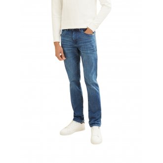 Jean 5 poches Tom Tailor en coton indigo, taille normale à coupe droite, zip et bouton