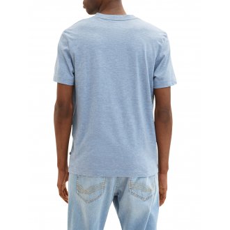 T-shirt col rond Tom Tailor avec manches courtes bleu ciel chiné