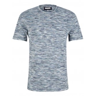 T-shirt col rond Tom Tailor en coton avec manches courtes bleu chiné