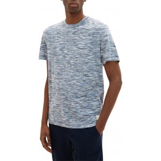 T-shirt col rond Tom Tailor en coton avec manches courtes bleu chiné