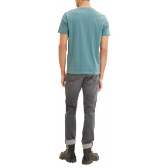 T-shirt Tom Tailor vert à large logo imprimé poitrine, à col rond et manches courtes