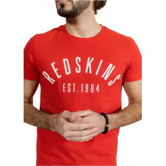 T-shirt avec manches courtes et col rond Redskins coton rouge