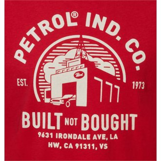 T-shirt Petrol Industries rouge uni à imprimé industriel vintage, à col rond et manches courtes