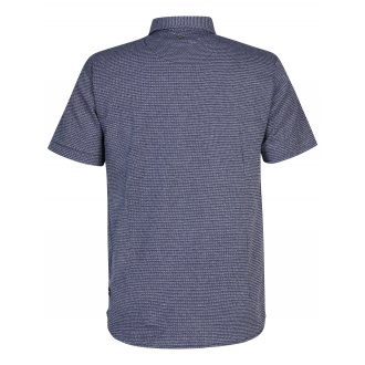 Chemise droite Petrol Industries, en coton motifs abstraits bleu, à manches courte et col français