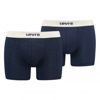 Lot de 2 boxers Levi's® en coton bleu marine avec ceinture élastiquée blanche