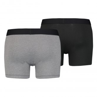 Lot de 2 boxers Levi's® en coton noir et gris avec nom de la marque inscrit en gris sur la bande élastiquée 