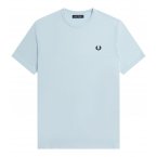 T-shirt col rond Fred Perry en coton avec manches courtes bleu ciel