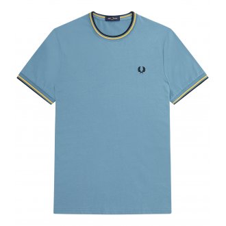 T-shirt col rond Fred Perry en coton avec manches courtes bleu