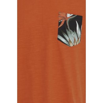 T-shirt Blend en coton orange à poche poitrine contrastée, à coupe droite et col rond