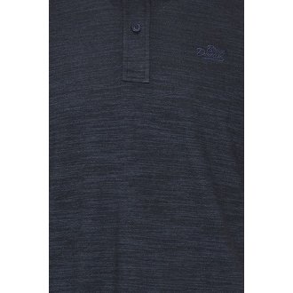 Polo Blend en coton bleu marine chiné à coupe droite et col boutonné