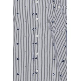 Chemise Blend en coton gris à rayures bleu marine, à coupe slim et col français