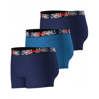 Lot de 3 Boxers Athena coton bleu