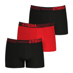 Lot de 3 boxers Athena multicolores avec nom de la marque brodé en rouge sur la ceinture élastiquée noire