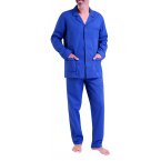Pyjama long Eminence en en coton avec manches longues et col cranté bleu bleu marine imprimé géométrique