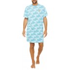 Pyjama robe de chambre avec un col rond Arthur en coton bleu imprimé palmiers
