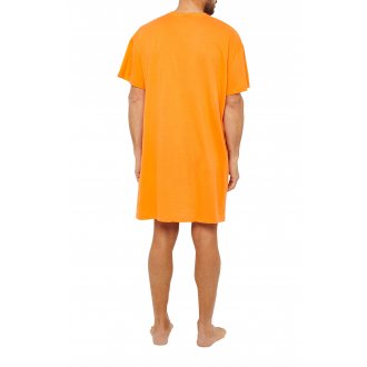 T-shirt de nuit avec un col rond Arthur en coton orange imprimé voitures