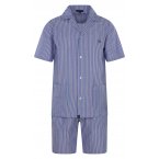 Pyjama Court avec manches courtes et col français Arthur coton ciel rayé