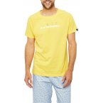 Pyjama court Arthur en coton : tee-shirt jaune à col rond et short bleu imprimé athlètes