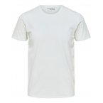 T-shirt col rond Selected en coton biologique mélangé avec manches courtes blanc