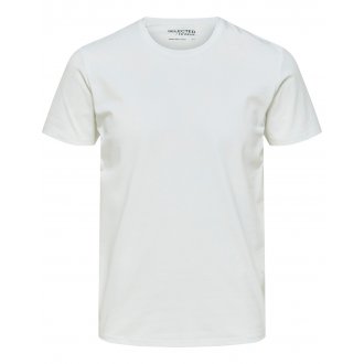 T-shirt col rond Selected en coton biologique mélangé avec manches courtes blanc