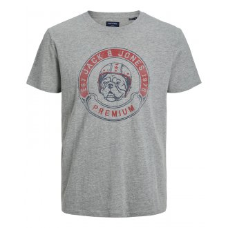 Tee-shirt col rond à manches courtes Jack & Jones Premium en coton gris chiné