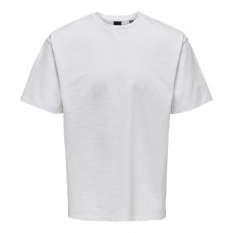 T-shirt Only&Sons coton avec manches courtes et col rond blanc