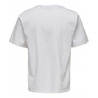 T-shirt Only&Sons coton avec manches courtes et col rond blanc